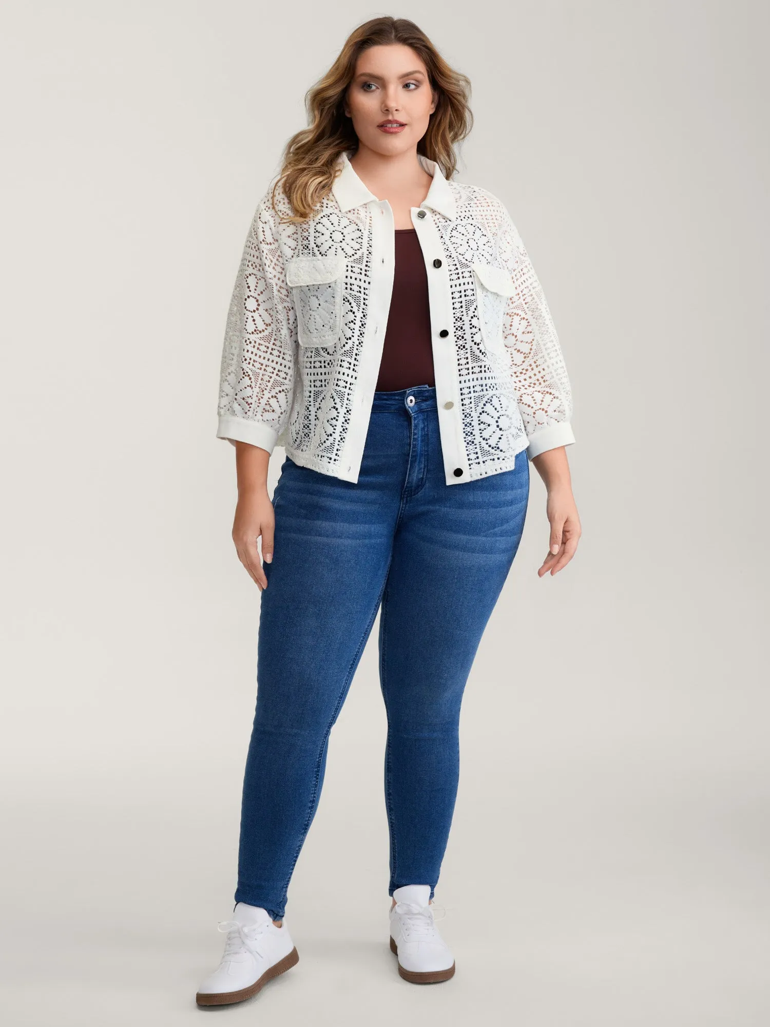 Cut-Out Lace Relaxed-Fit Kimono sold by Bloomchic product image thumbnail 3