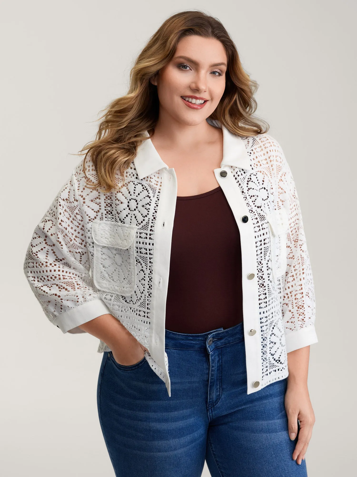 Cut-Out Lace Relaxed-Fit Kimono sold by Bloomchic product image thumbnail 2