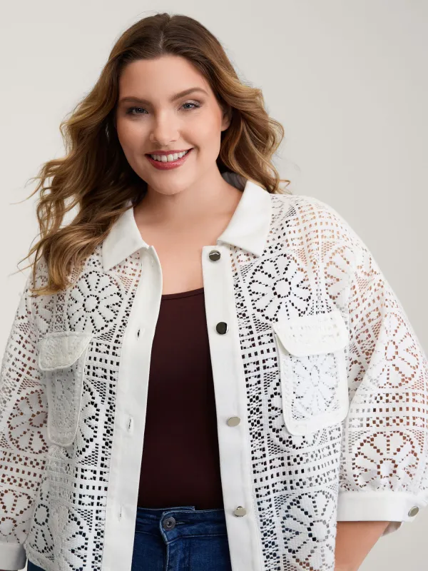 Cut-Out Lace Relaxed-Fit Jacket sold by Bloomchic