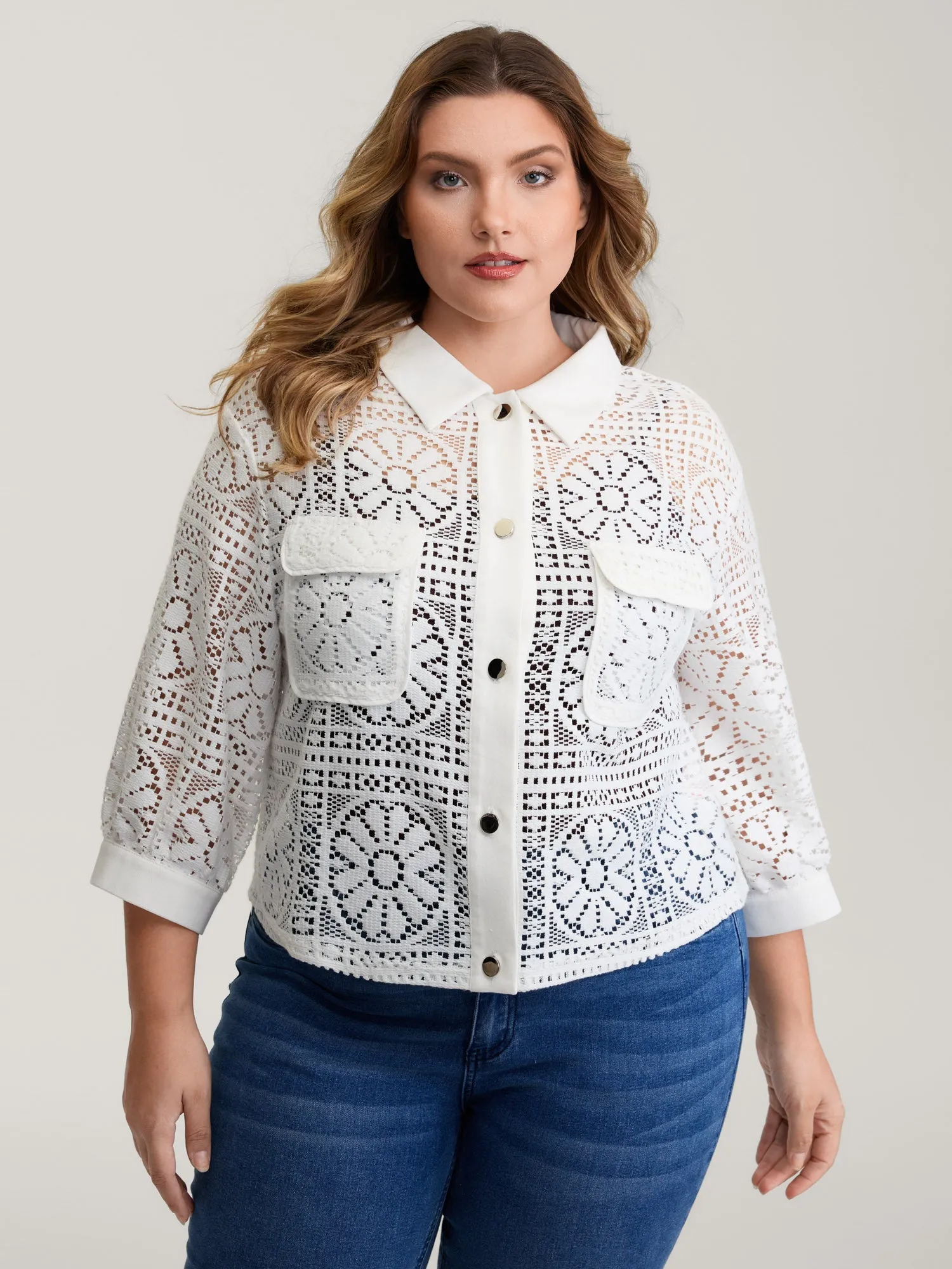 Cut-Out Lace Relaxed-Fit Kimono sold by Bloomchic product image thumbnail 4