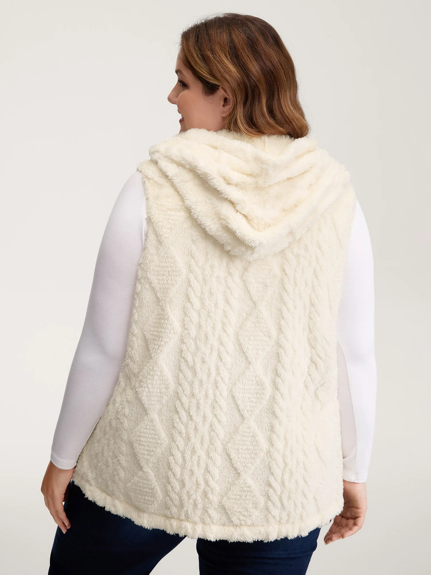 Textured Button-Down Hooded Vest sold by Bloomchic product image thumbnail 4