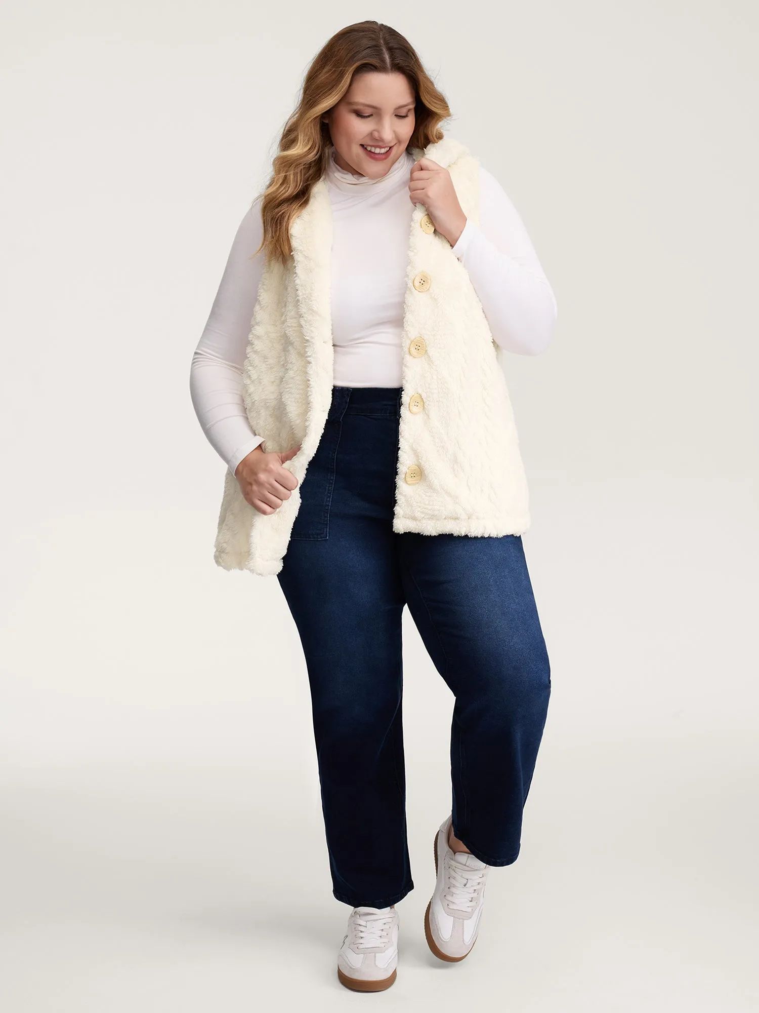 Textured Button-Down Hooded Vest sold by Bloomchic product image thumbnail 3