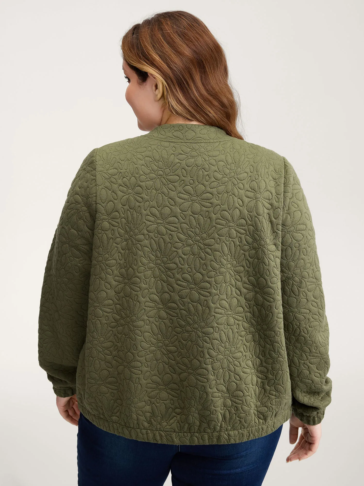 Floral Textured Zipper Front Jacket sold by Bloomchic product image thumbnail 4