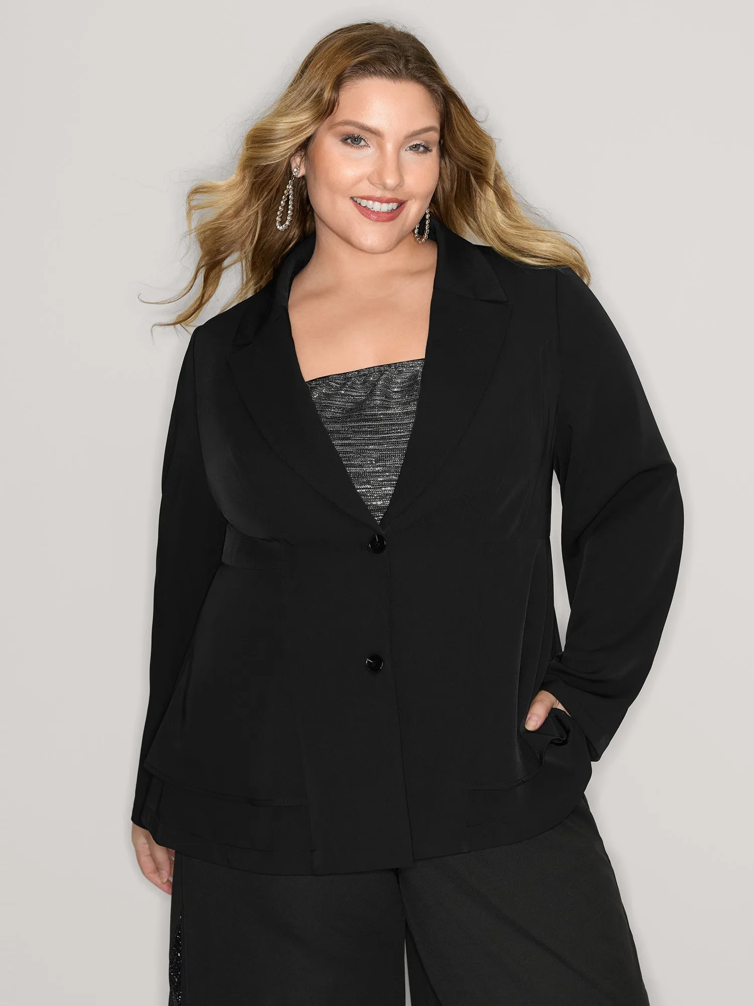 Ruffled Hem Double Button Blazer sold by Bloomchic product image thumbnail 3