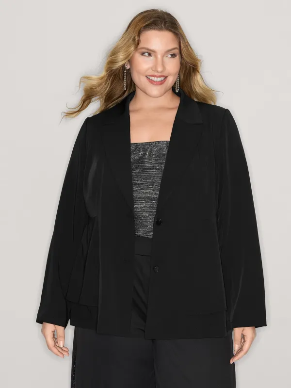 Ruffled Hem Double Button Blazer sold by Bloomchic