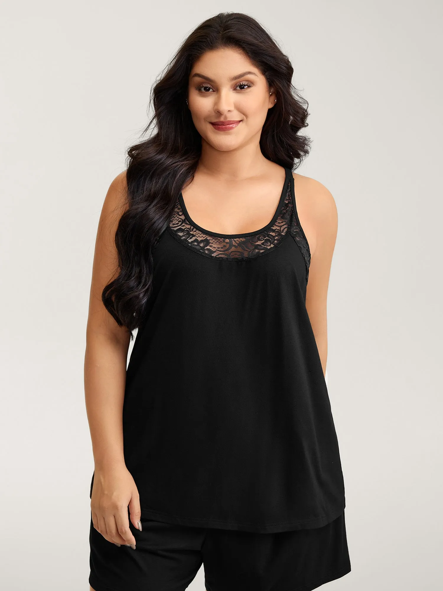 Lace Spliced Scoop Neck Loungewear Set sold by Bloomchic product image thumbnail 5