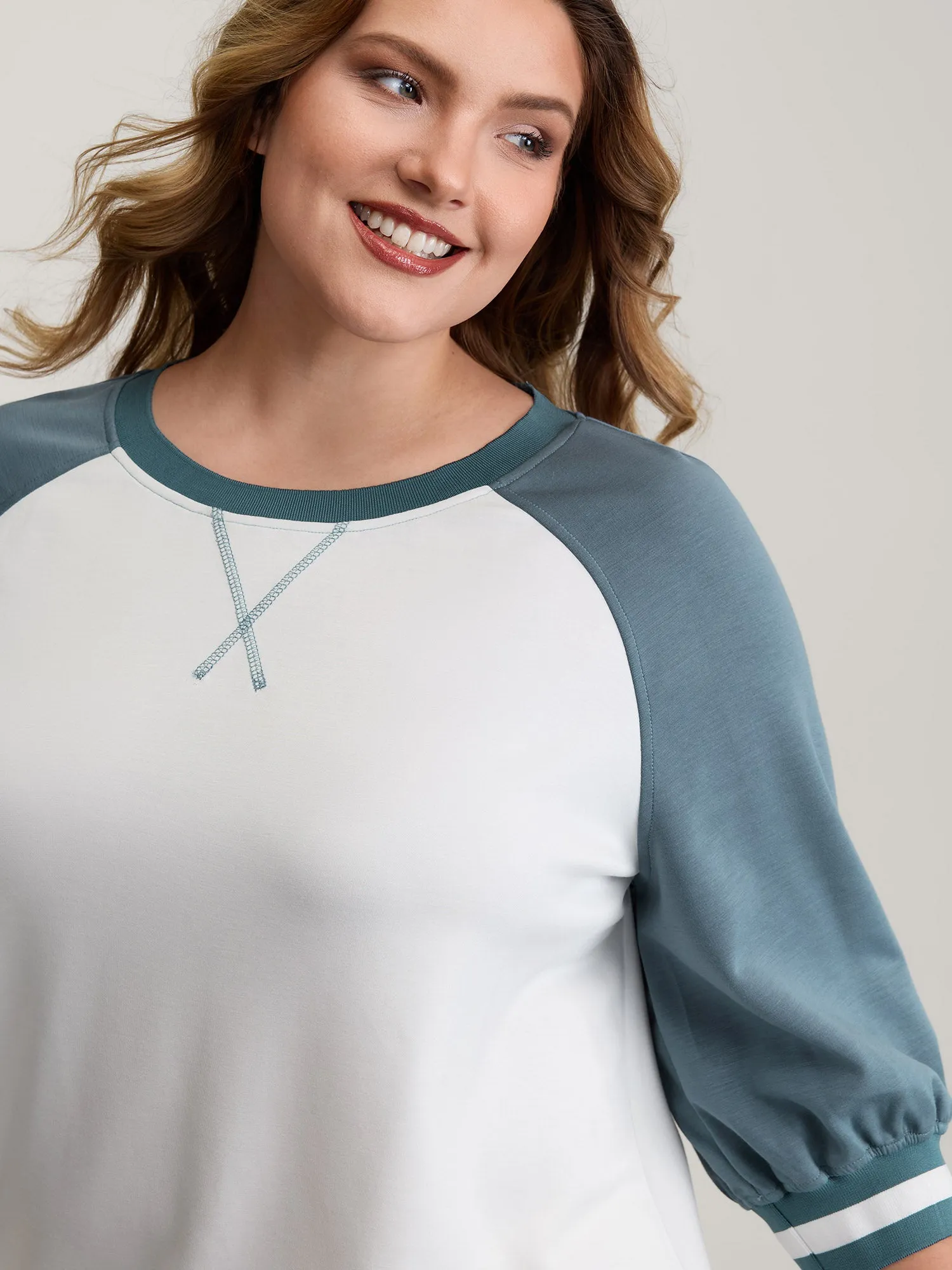 Supersoft Color Contrast Round Neck Sweatshirt sold by Bloomchic product image thumbnail 2