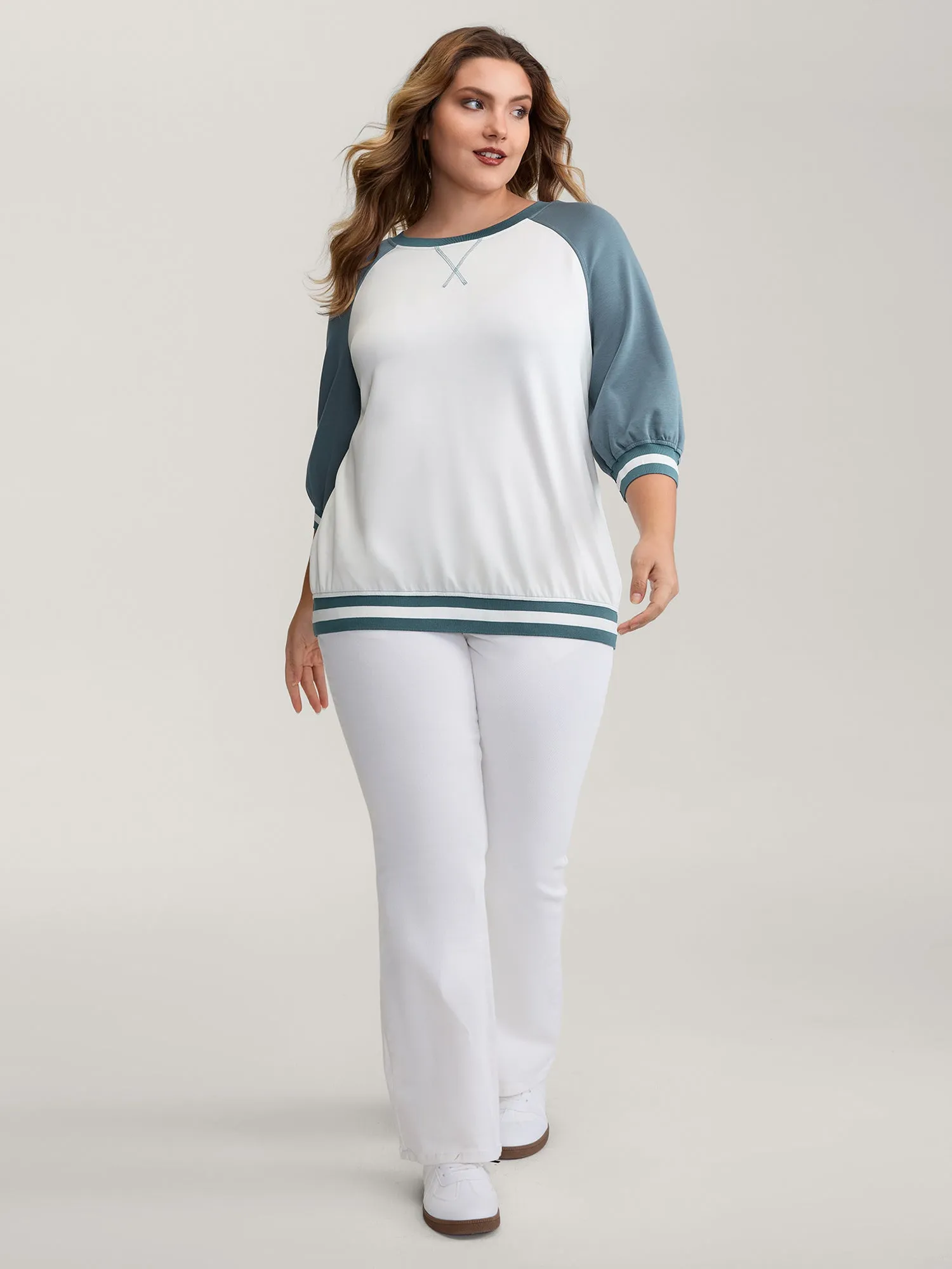 Supersoft Color Contrast Round Neck Sweatshirt sold by Bloomchic product image thumbnail 3