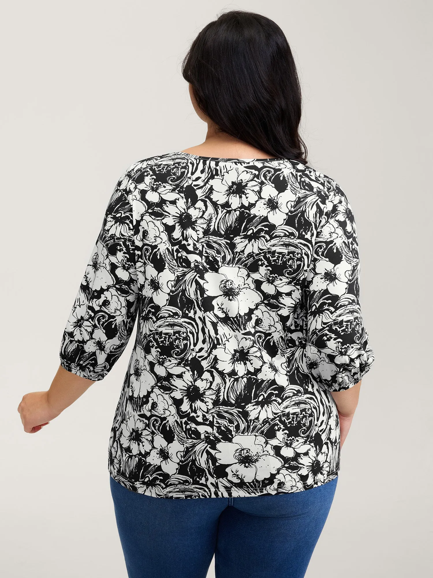 Stretchy Silhouette Flower Knit Top sold by Bloomchic product image thumbnail 5
