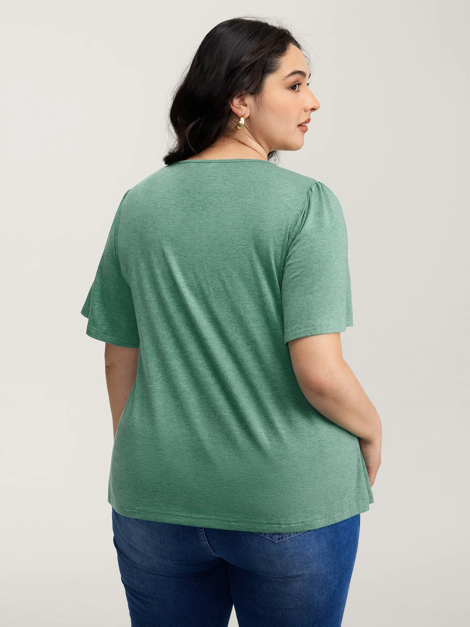 Supersoft Pleated Detail Lace Trim T-Shirt sold by Bloomchic product image thumbnail 4