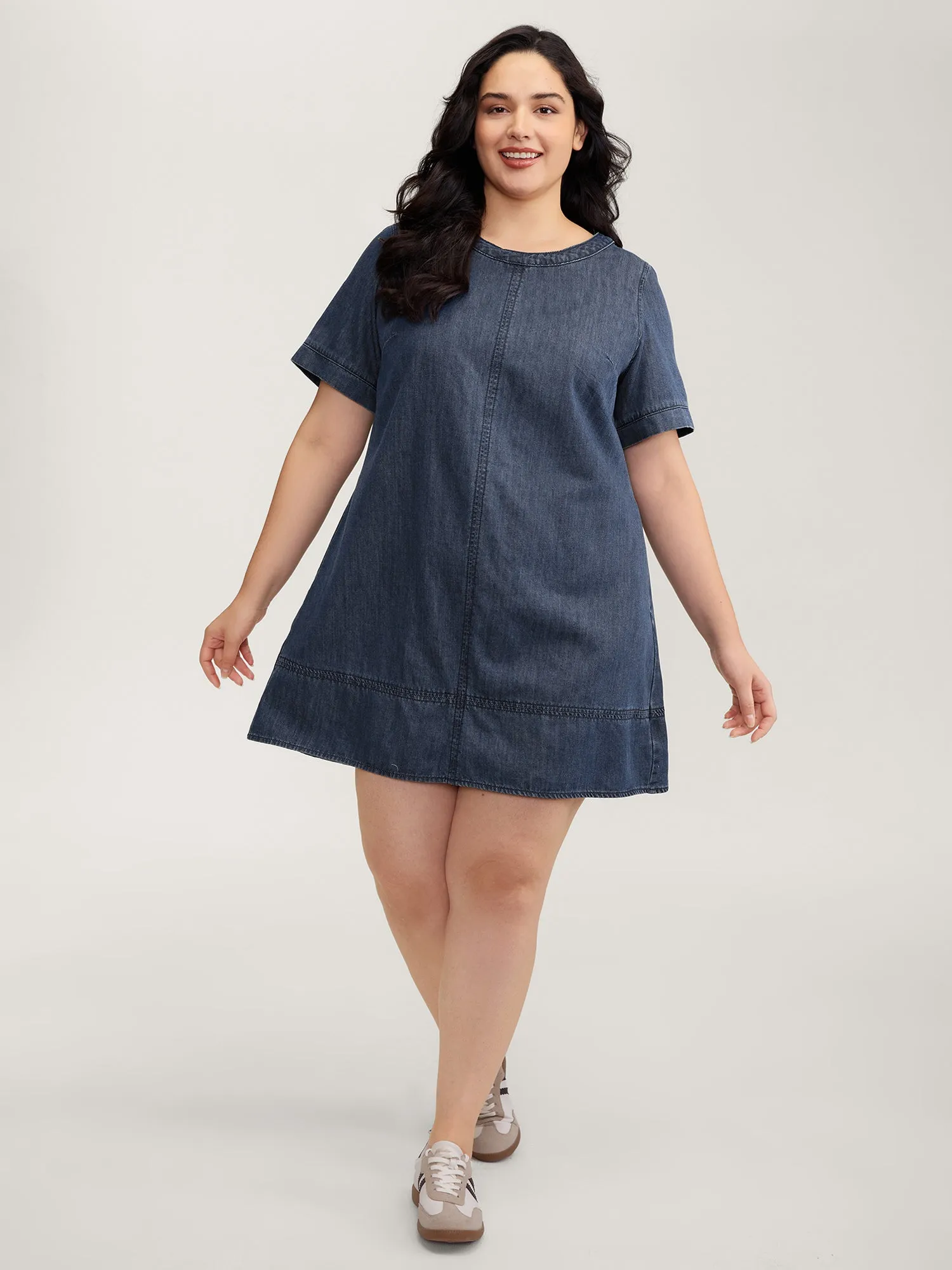 Denim Pockets Button Back Mini Dress sold by Bloomchic product image thumbnail 4
