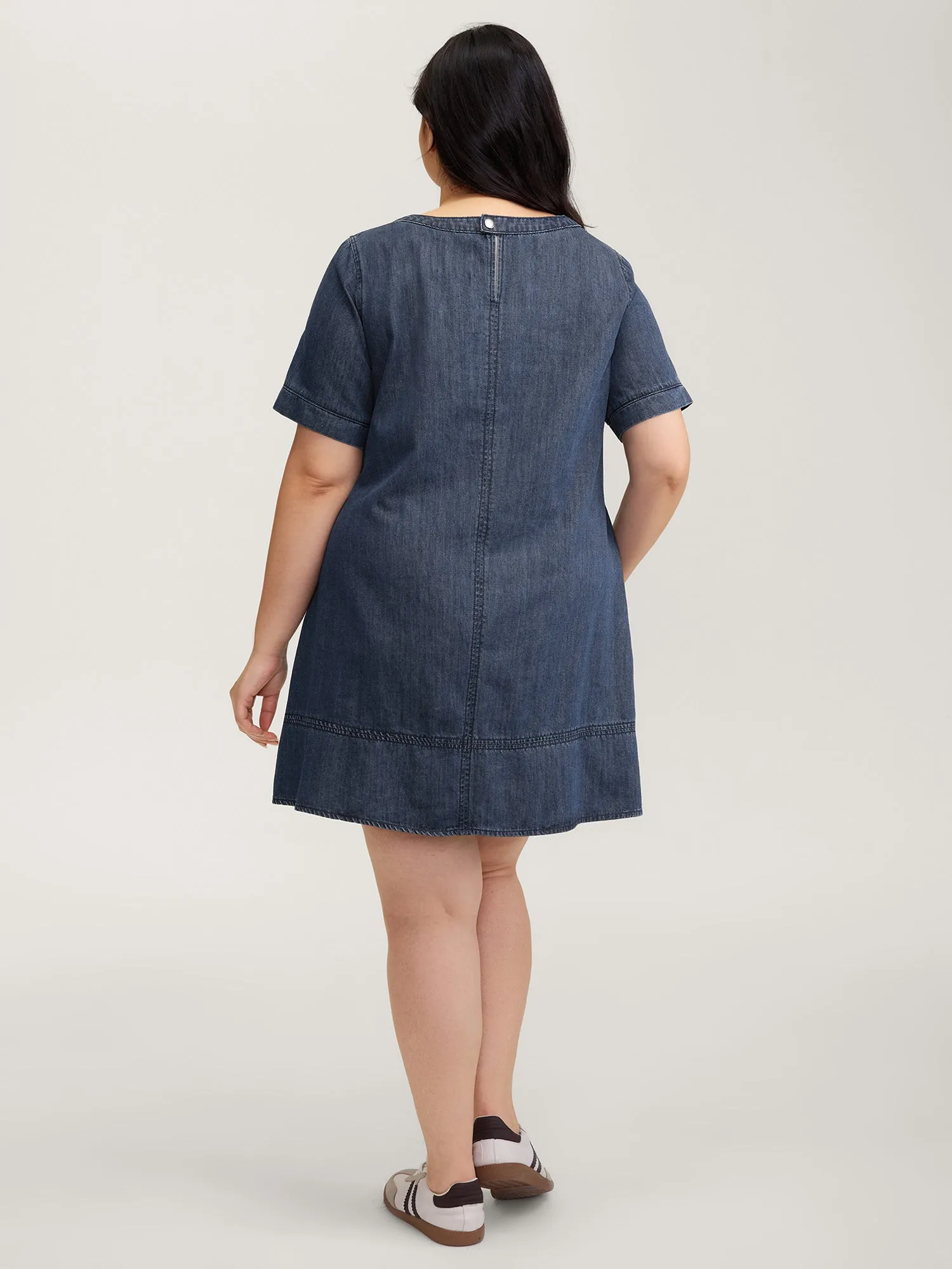 Denim Pockets Button Back Mini Dress sold by Bloomchic product image thumbnail 3