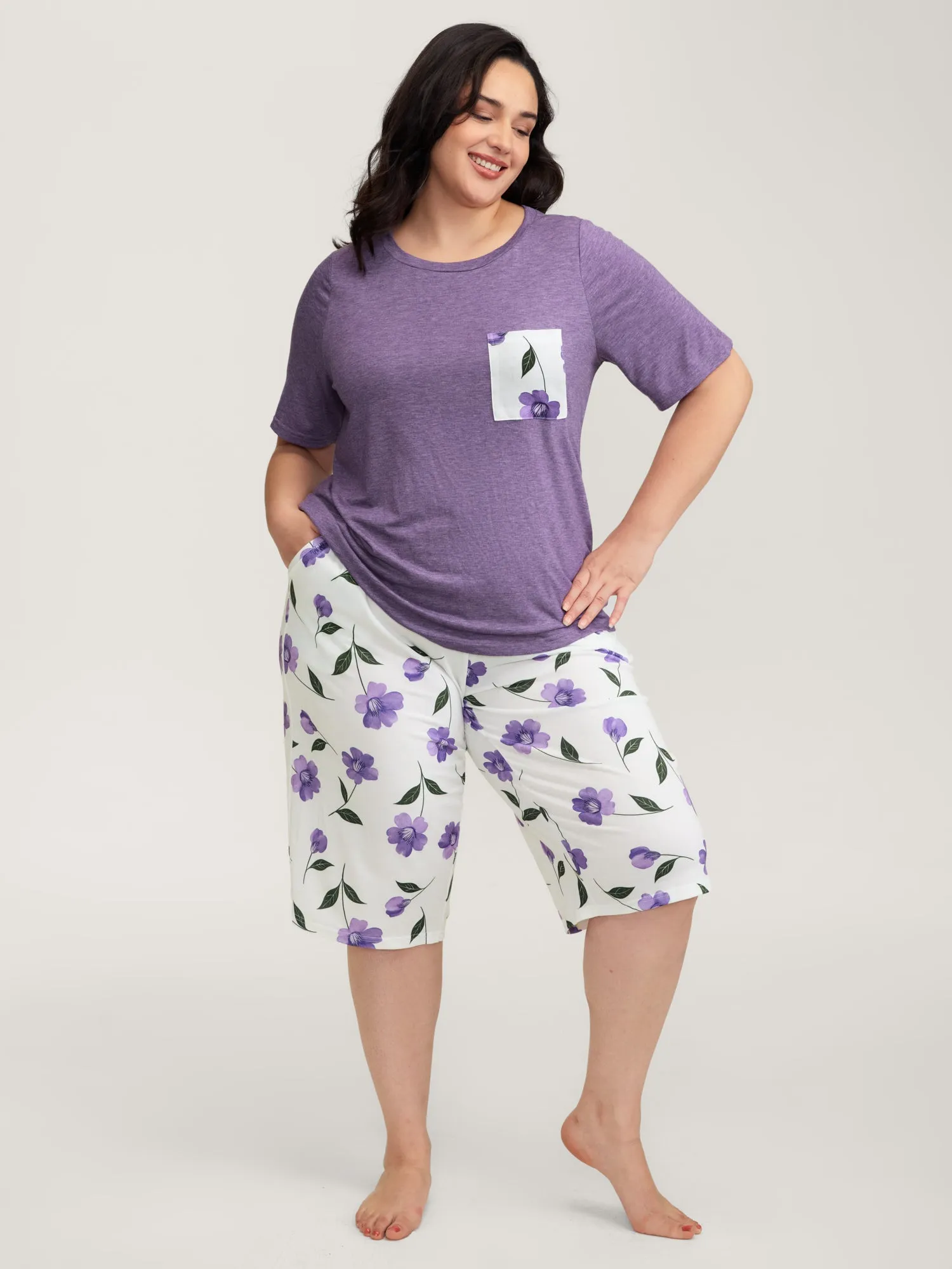 Color Contrast Pockets Loungewear Set sold by Bloomchic