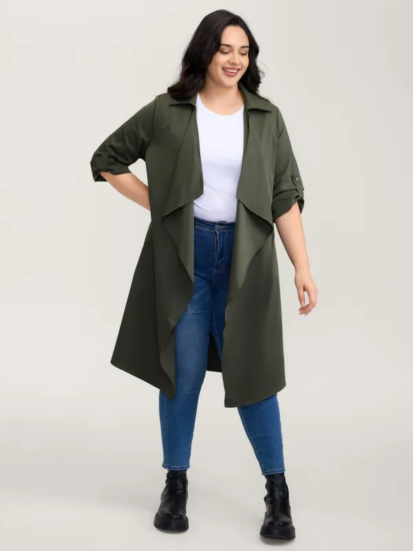 Oversized Tab Sleeve Open-Front Coat sold by Bloomchic