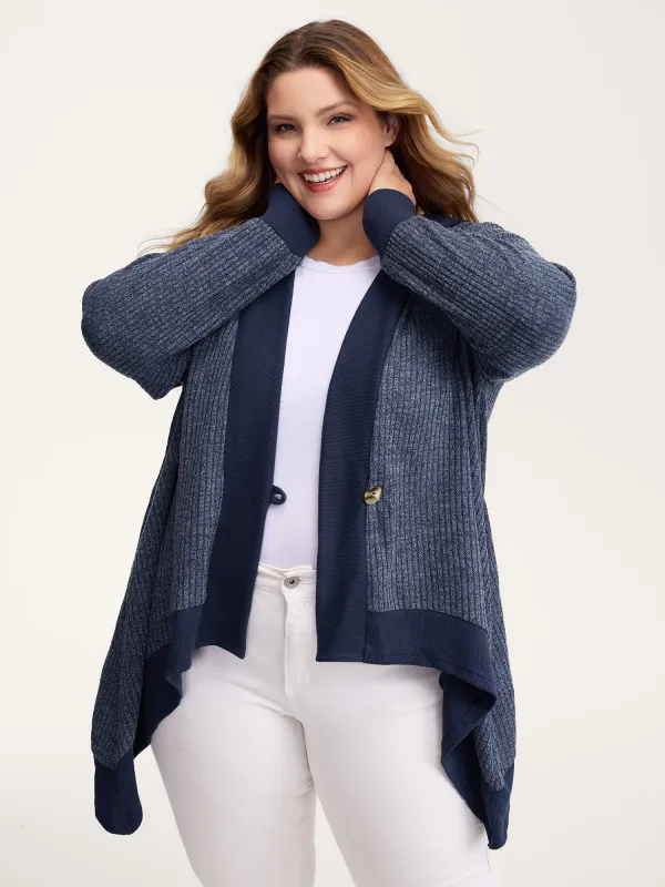 Textured Contrast Edge Hooded Jacket sold by Bloomchic
