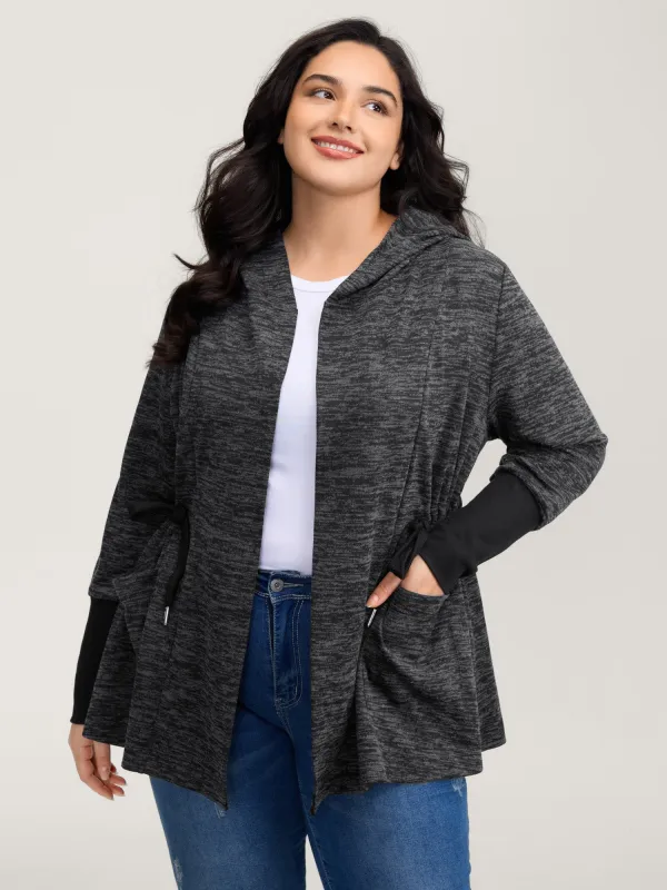 Channel Drawstring Contrast Hooded Jacket sold by Bloomchic