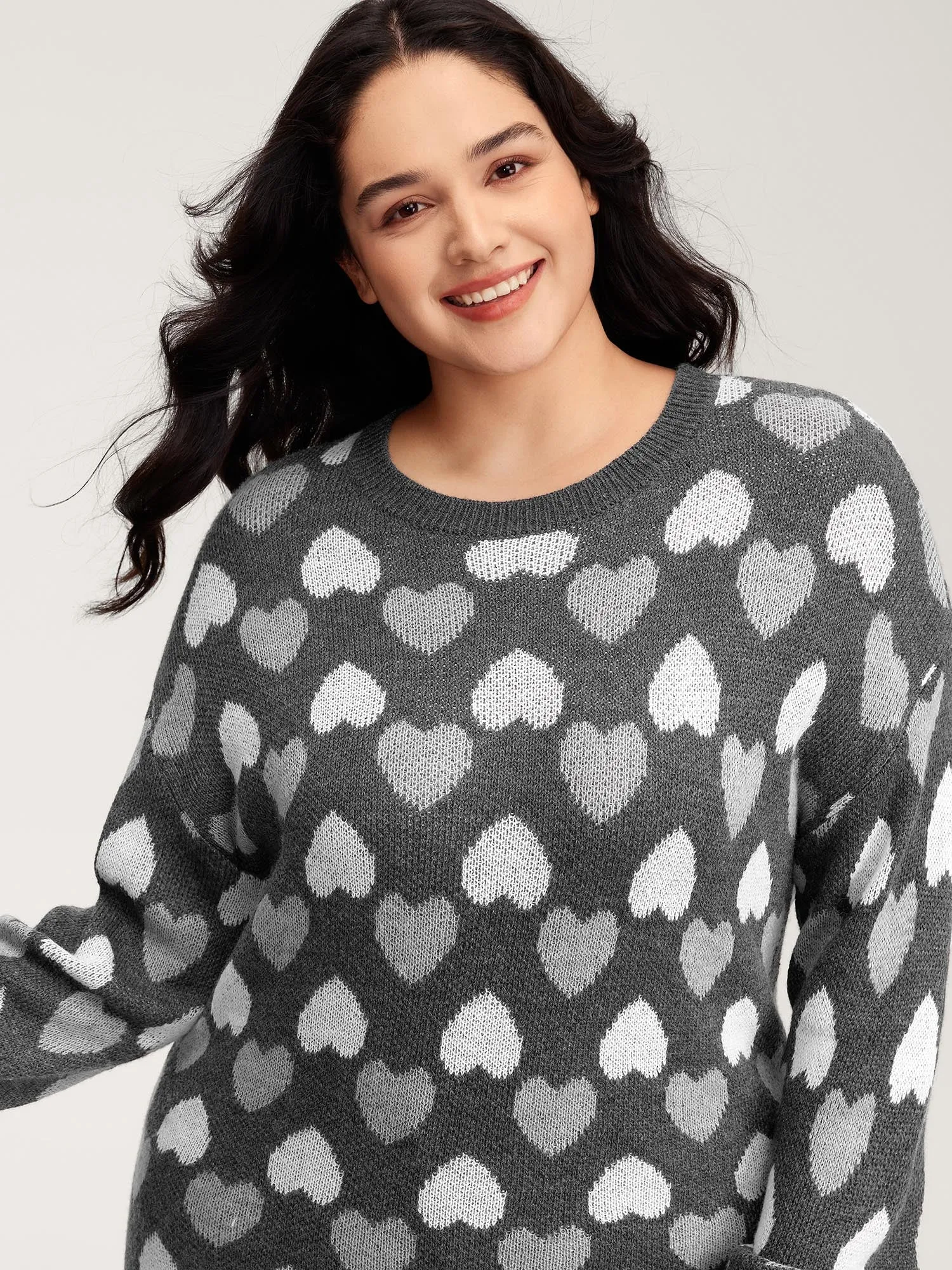 Monochrome Hearts Slit Round Neck Pullover sold by Bloomchic product image thumbnail 3