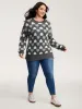 Monochrome Hearts Slit Round Neck Pullover sold by Bloomchic