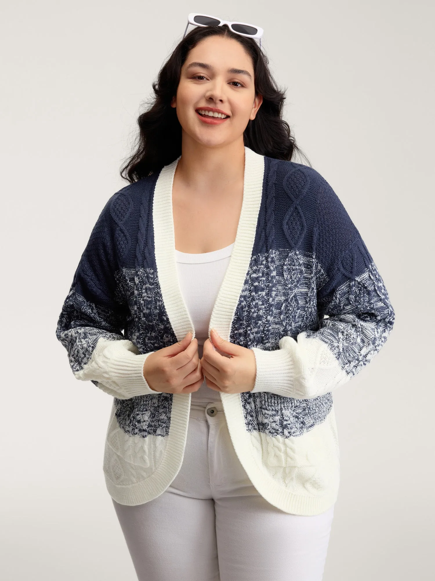 Arc-Hem Ombre Gradient Knit Cardigan sold by Bloomchic