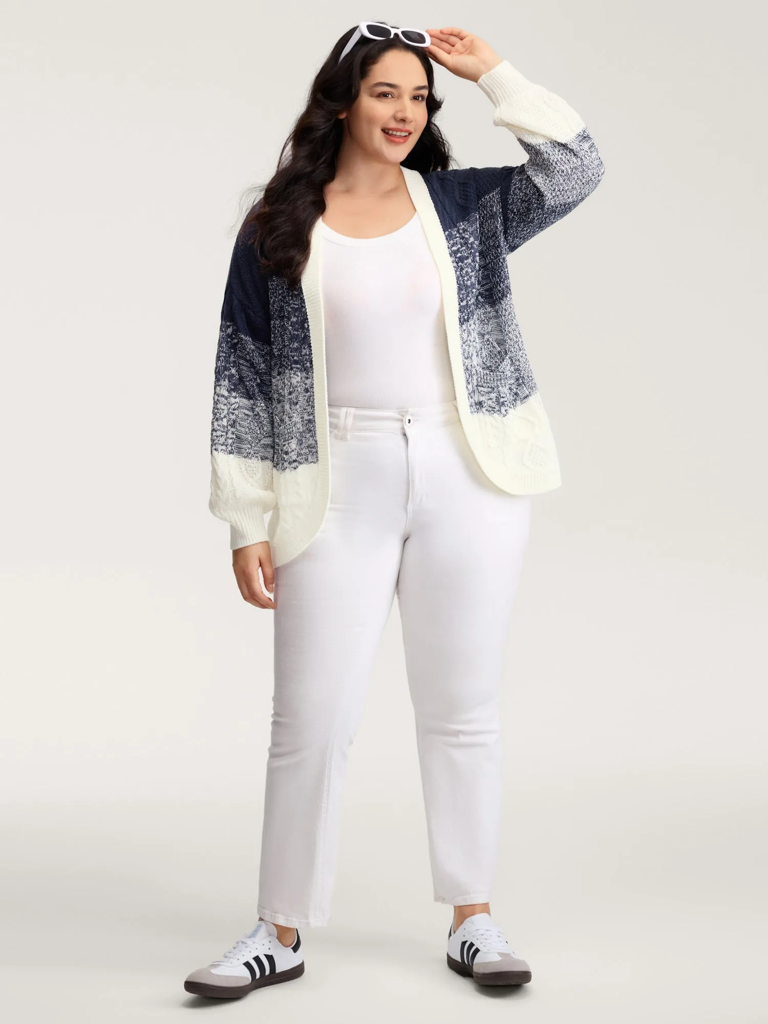Arc-Hem Ombre Gradient Knit Cardigan sold by Bloomchic product image thumbnail 3
