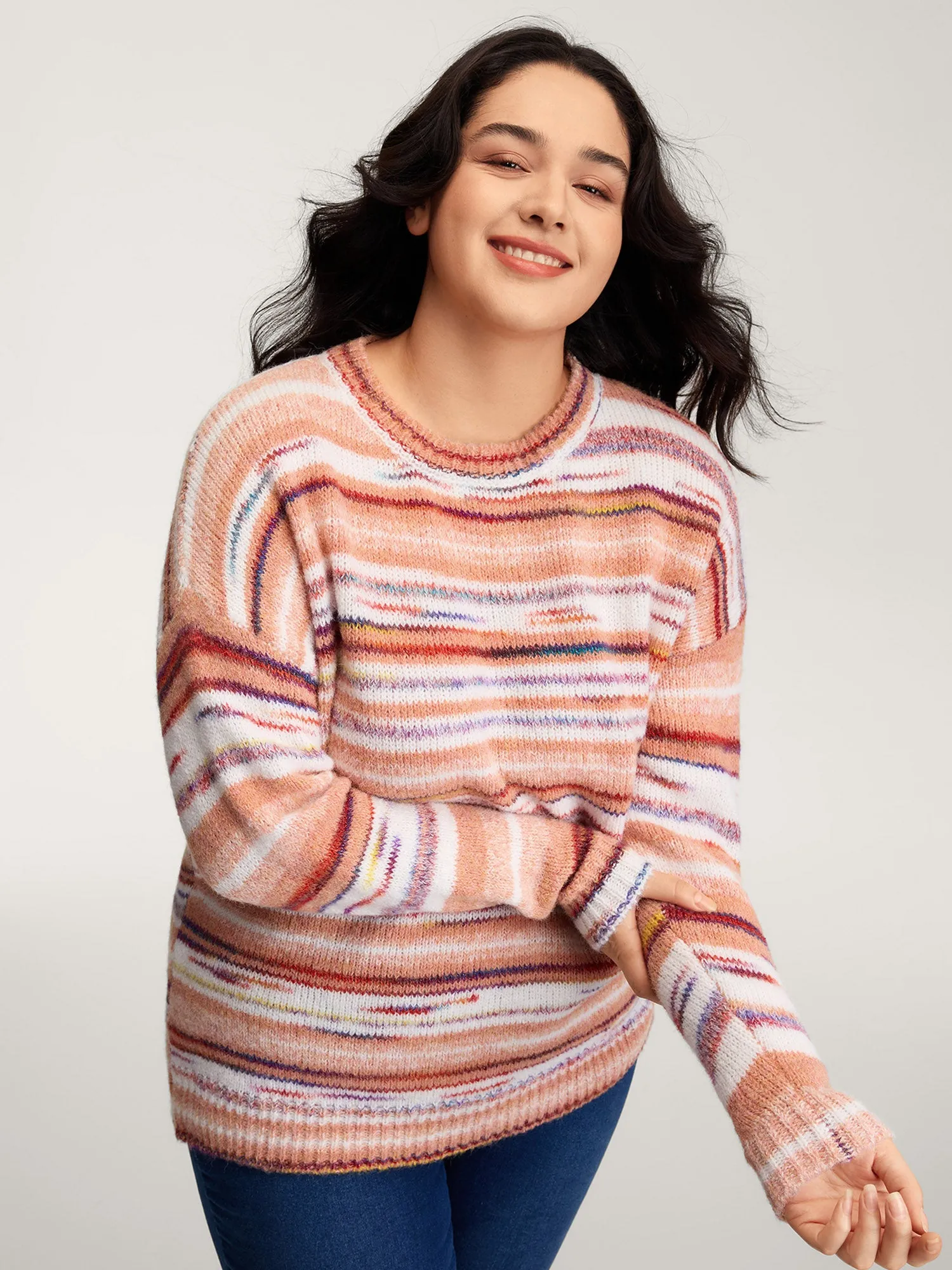 Color Gradient Stripe Crew Neck Pullover sold by Bloomchic product image thumbnail 2