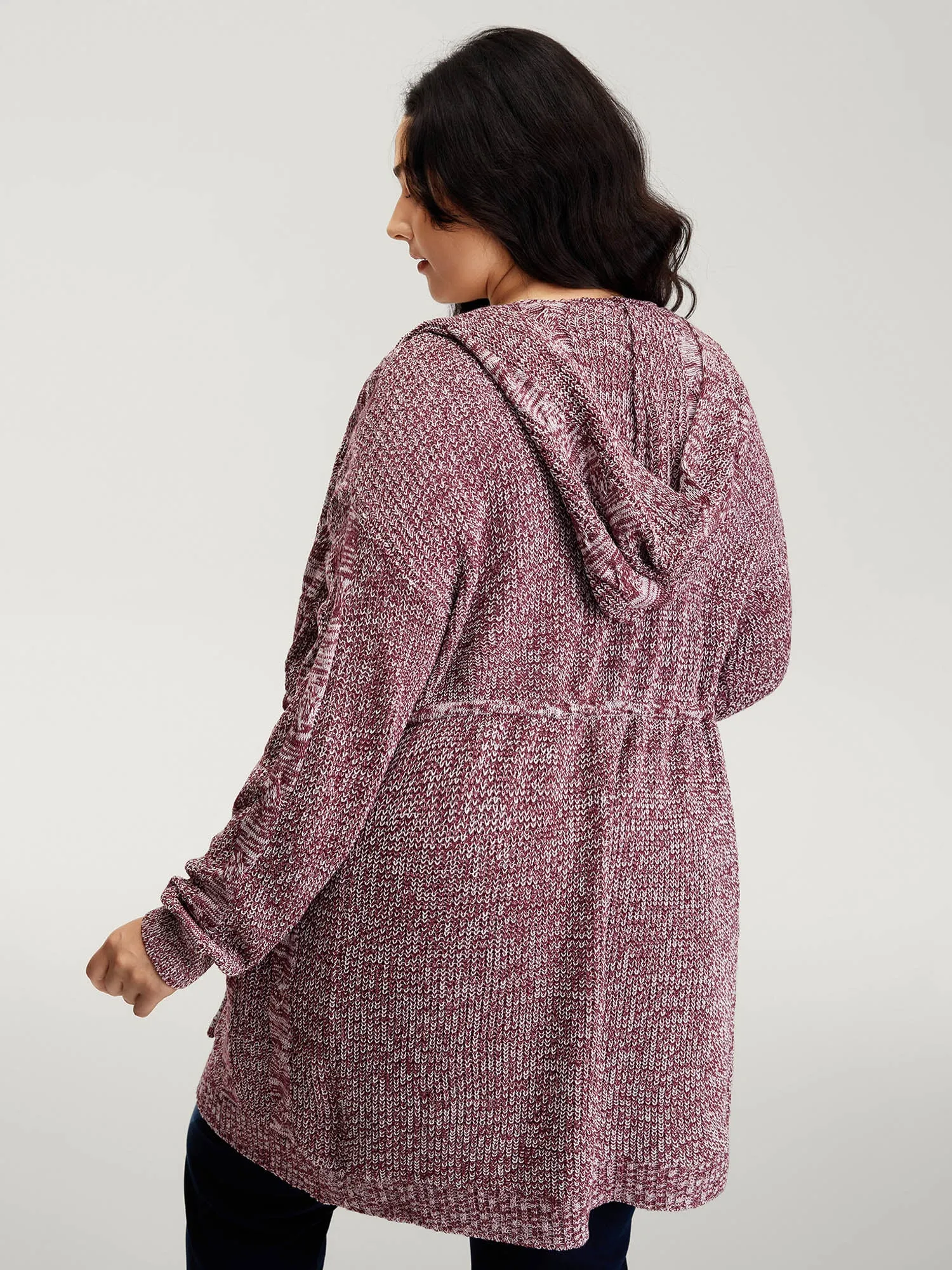 Cable Stitch Heather Hooded Knit Cardigan sold by Bloomchic product image thumbnail 4