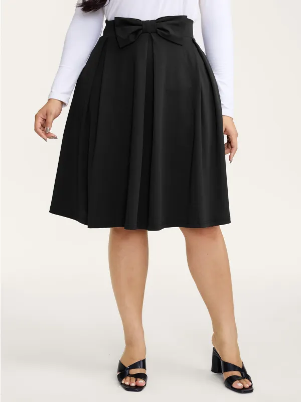 Stretchy Bow Detail Pleated Midi Skirt sold by Bloomchic