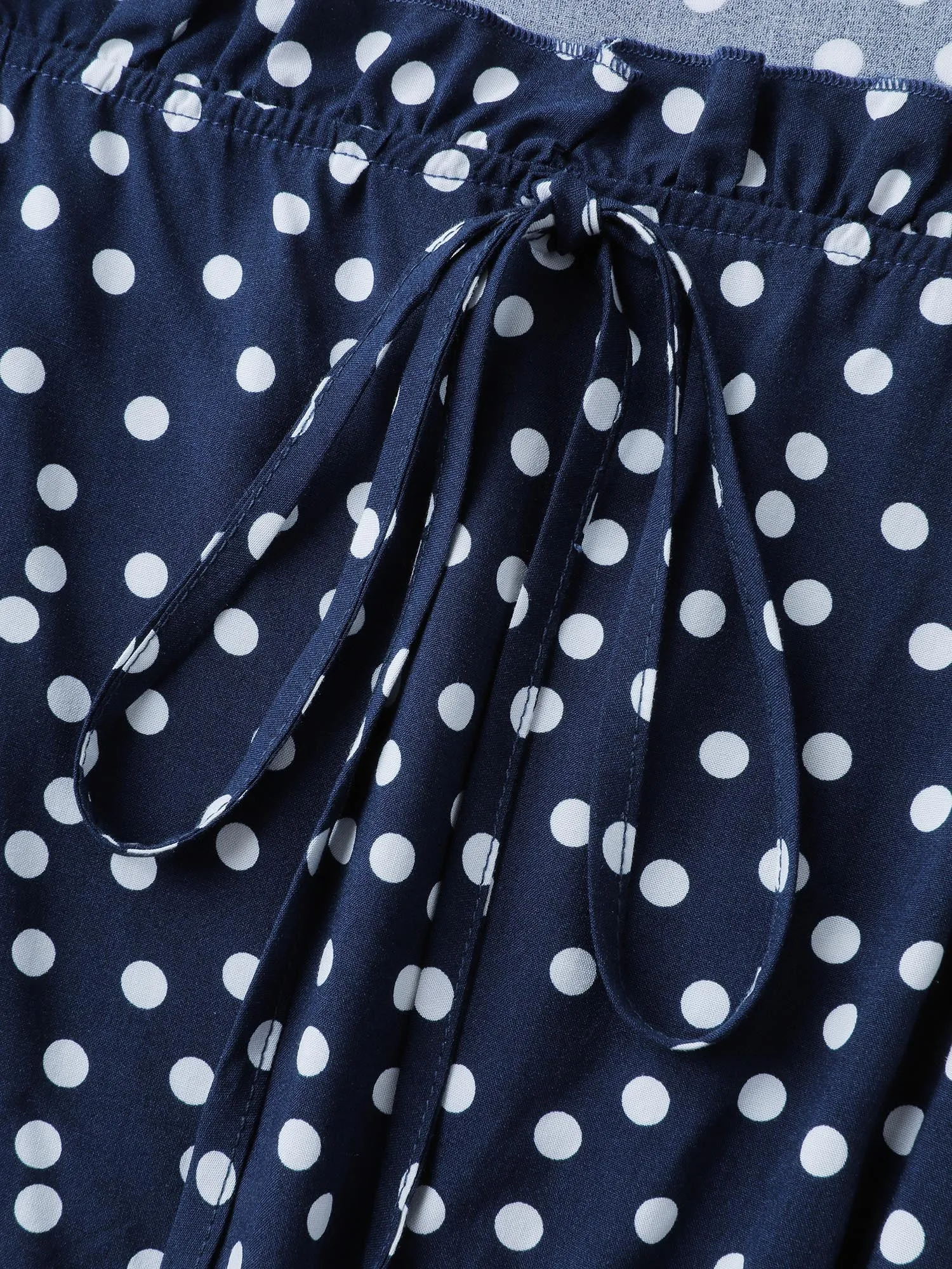 Polka Dots Shirred Drawstring Neck Midi Dress sold by Bloomchic product image thumbnail 5