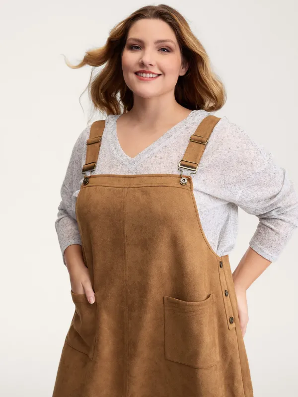 Suede Overall Adjustable Straps Midi Dress sold by Bloomchic