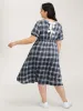 Plaid Print Back Bowknots Contrast Midi Dress sold by Bloomchic