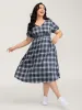 Plaid Print Back Bowknots Contrast Midi Dress sold by Bloomchic