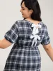 Plaid Print Back Bowknots Contrast Midi Dress sold by Bloomchic