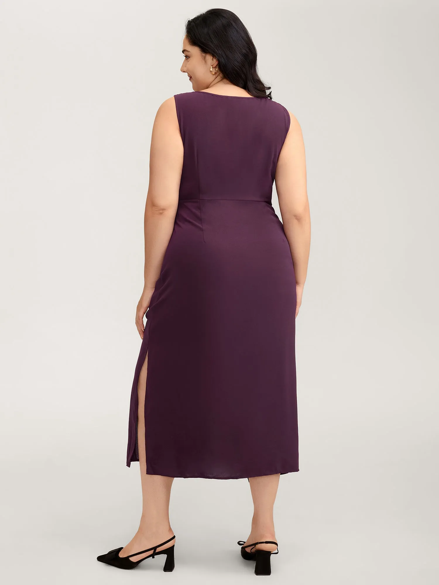 Metal Buckle Twist Side Sheath Maxi Dress sold by Bloomchic product image thumbnail 4