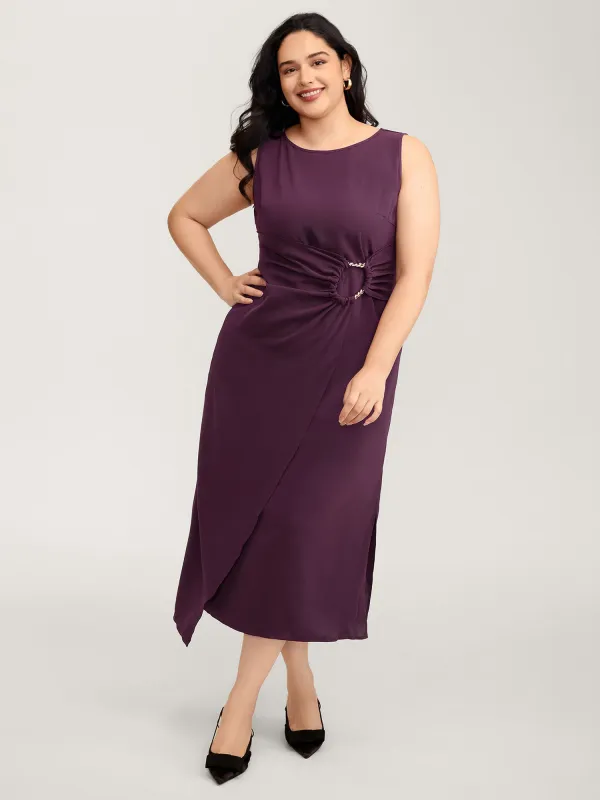 Metal Buckle Twist Side Sheath Maxi Dress sold by Bloomchic