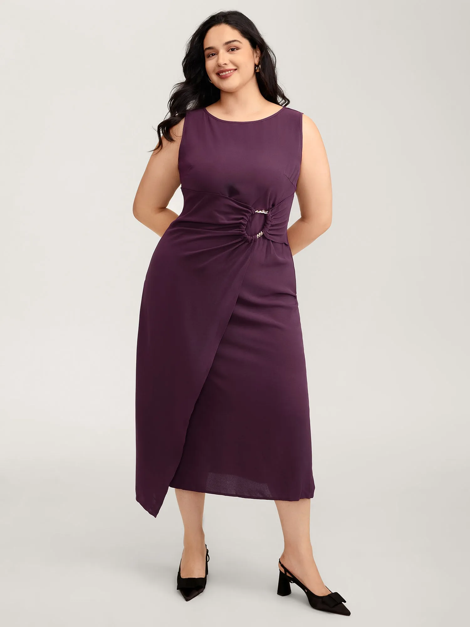 Metal Buckle Twist Side Sheath Maxi Dress sold by Bloomchic product image thumbnail 3