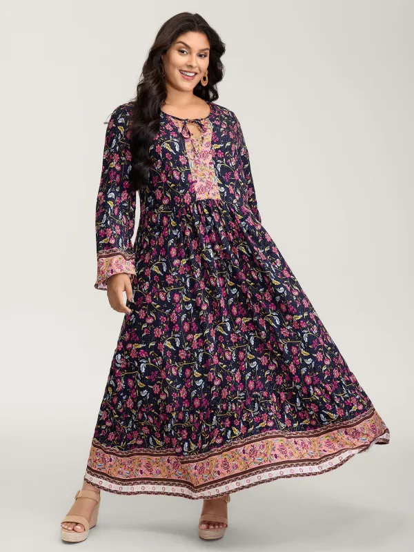 Floral Print Pockets Adjustable Neckline Maxi Dress sold by Bloomchic