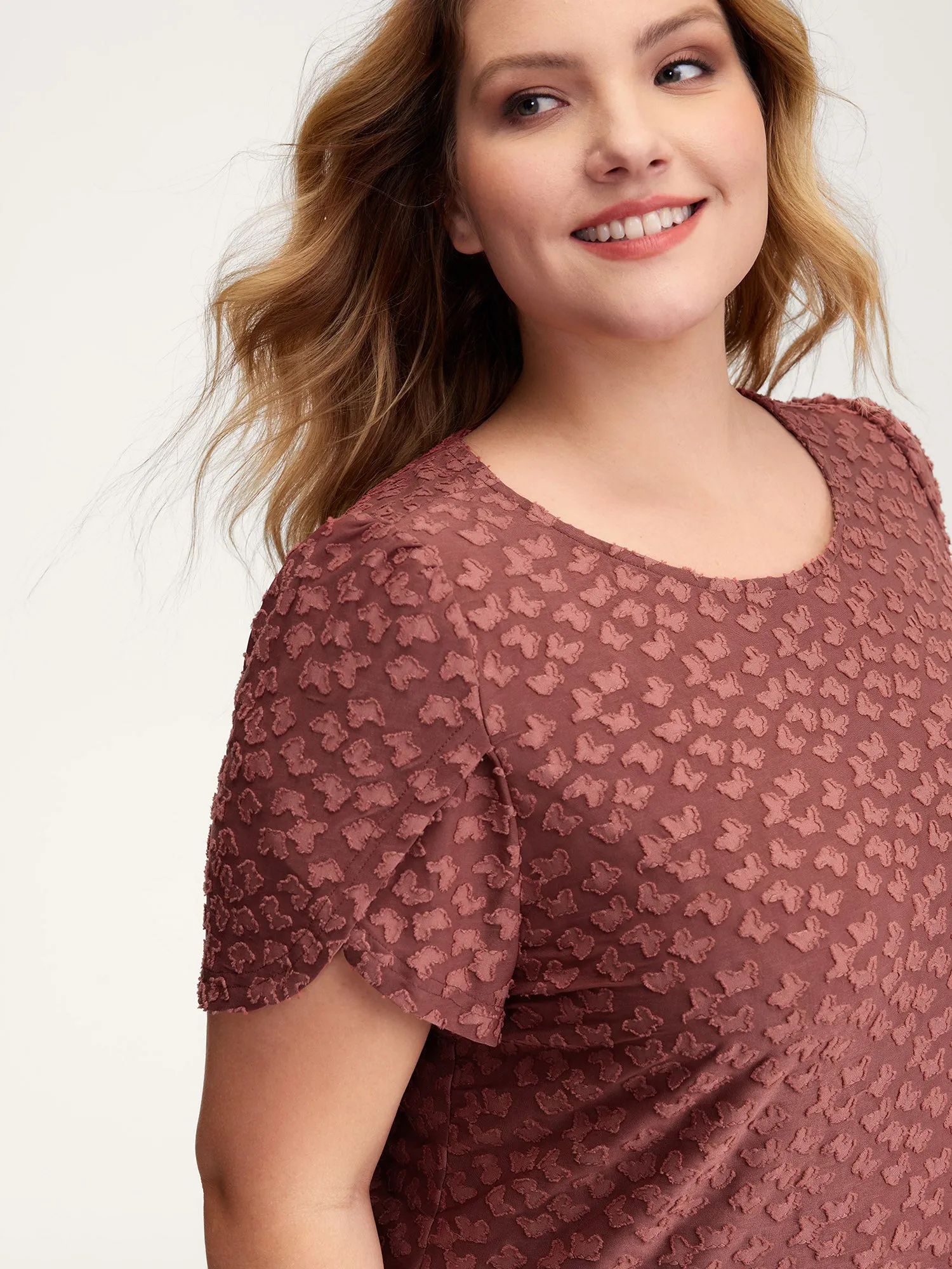 Textured Petal Sleeve Fitted T-Shirt sold by Bloomchic product image thumbnail 2