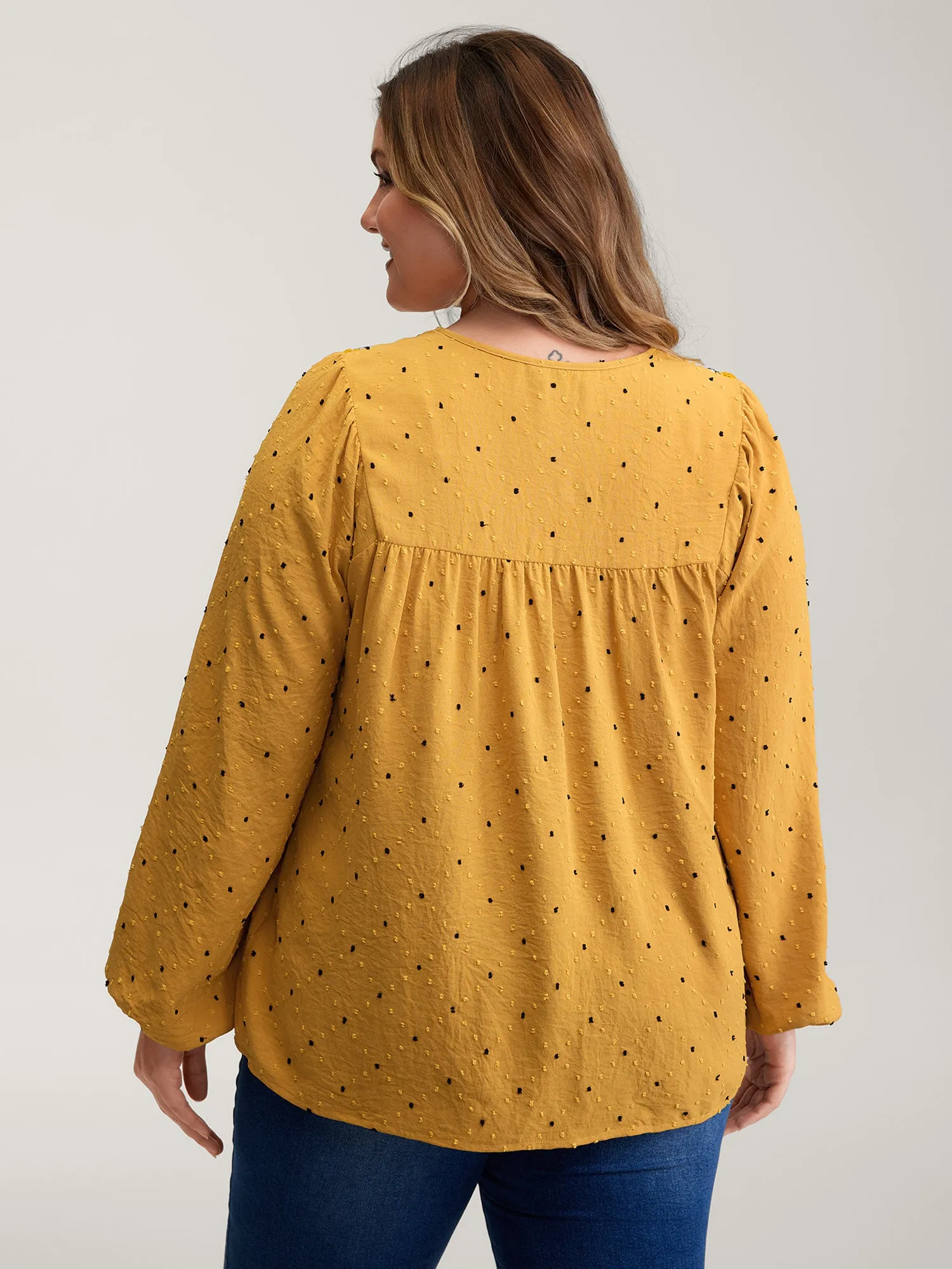 Textured Dot Embroidered Tassel Flowy Blouse sold by Bloomchic product image thumbnail 4
