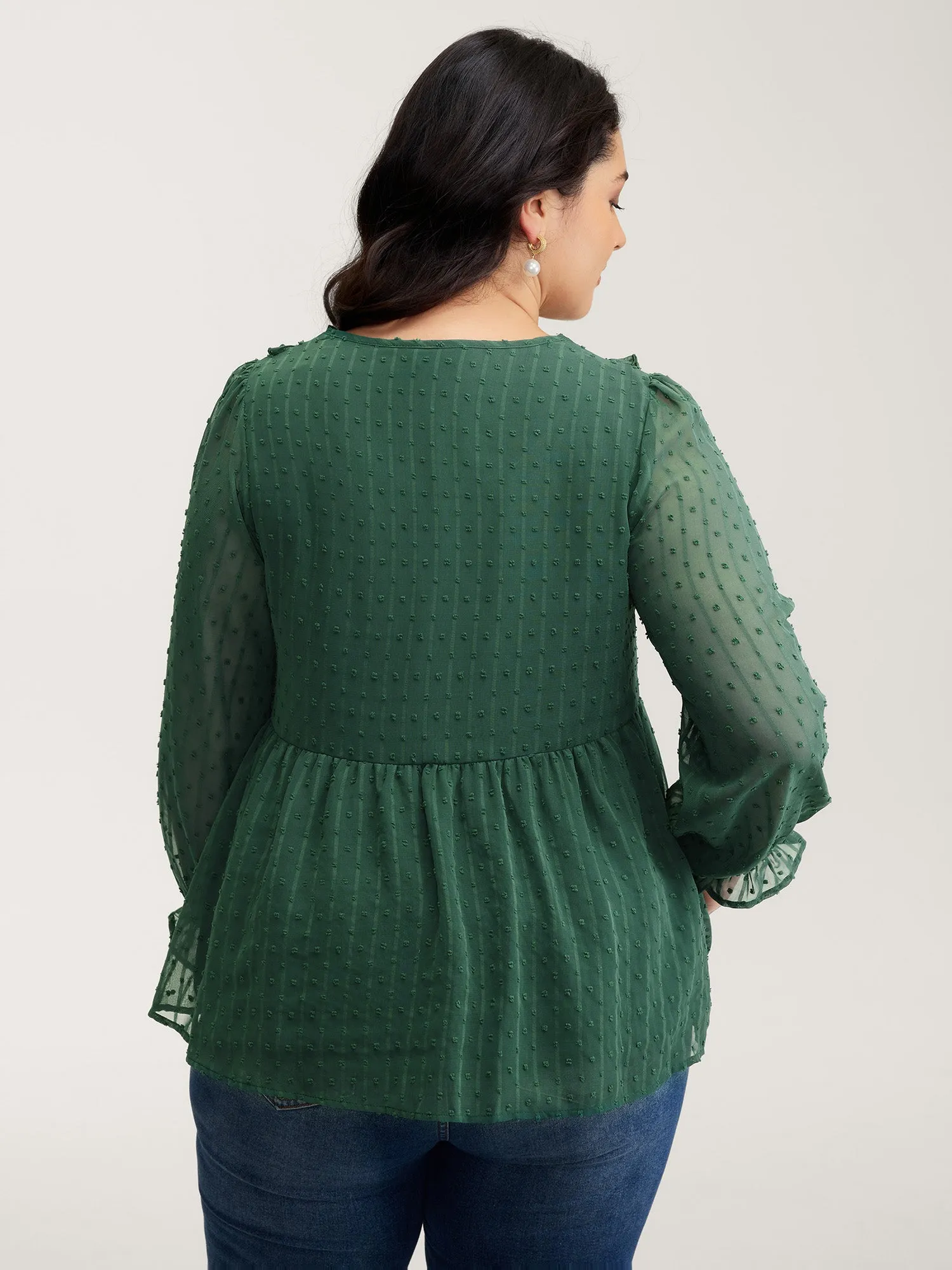 Ruffle Textured Lace Trim Blouse sold by Bloomchic product image thumbnail 4