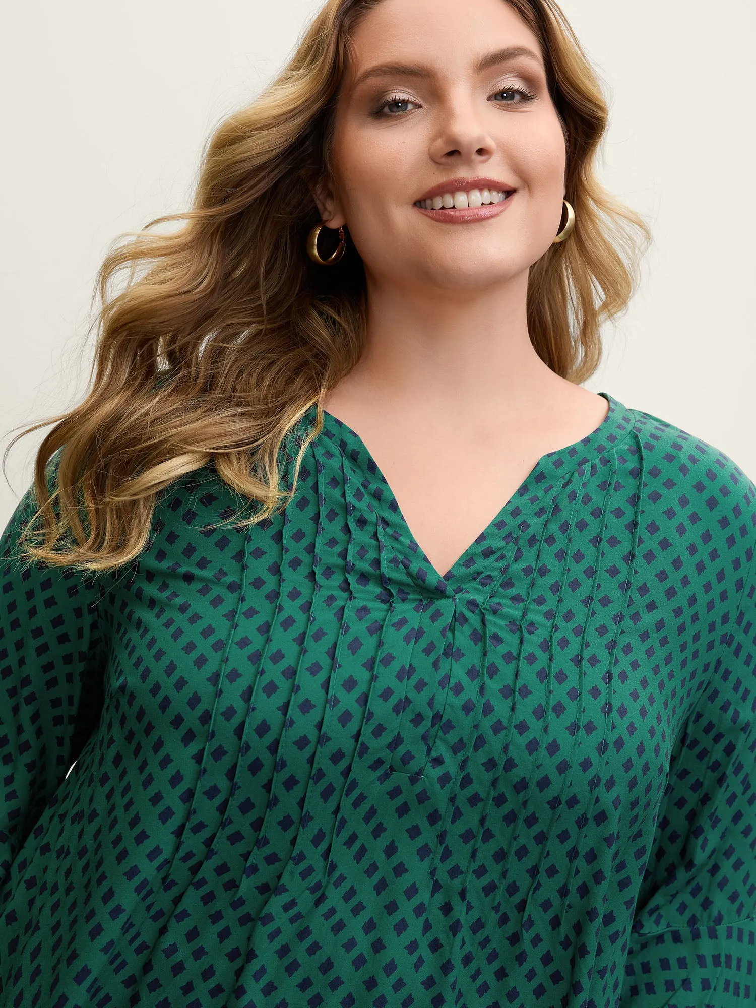 Geometric Print Bust-Ease Split Neck Blouse sold by Bloomchic product image thumbnail 2