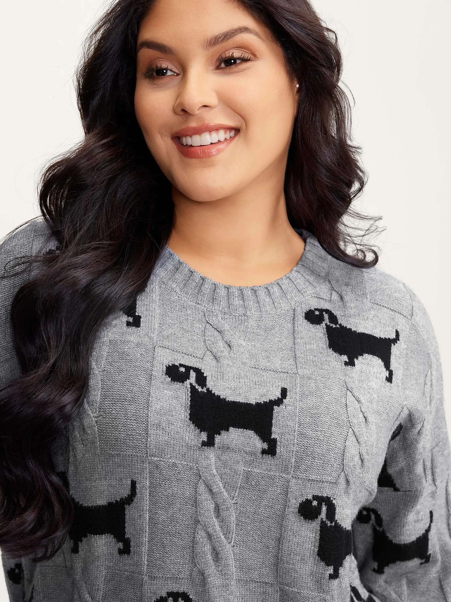 Supersoft Textured Dog Print Pullover sold by Bloomchic product image thumbnail 2