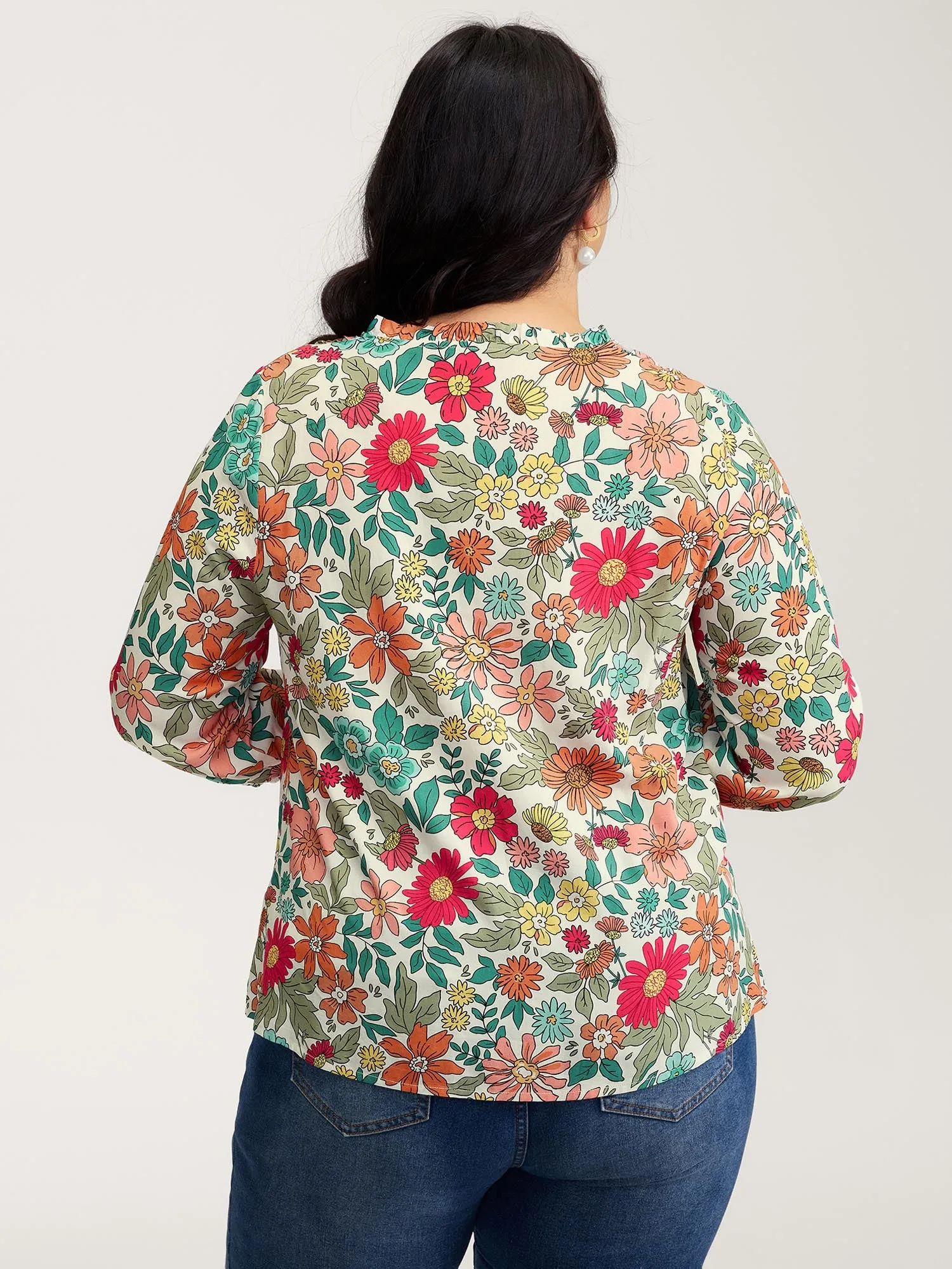 Supersoft Large Floral Print Pleated Neck Blouse sold by Bloomchic product image thumbnail 4