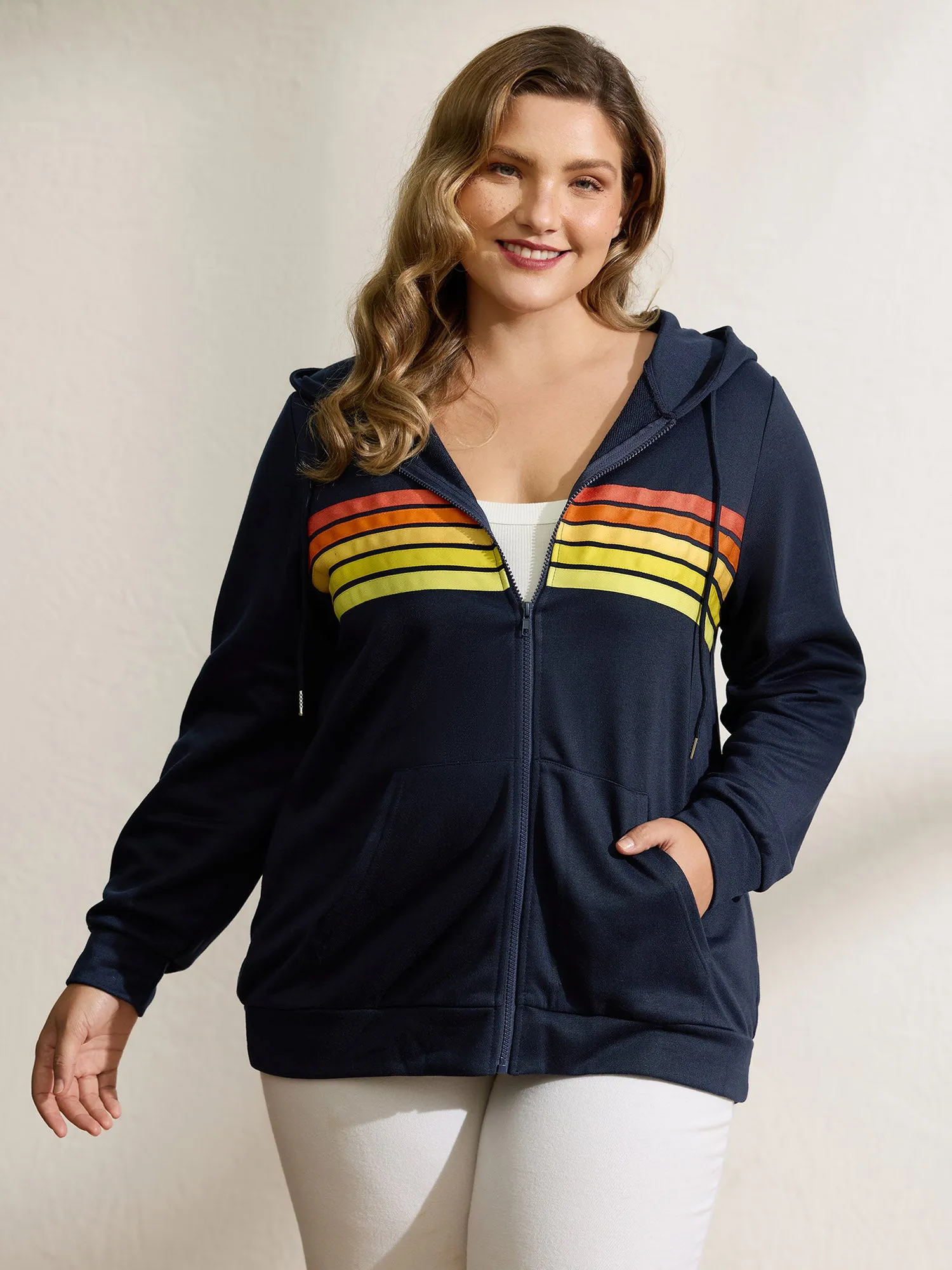 Color Contrast Stripes Zipper Jacket sold by Bloomchic product image thumbnail 4