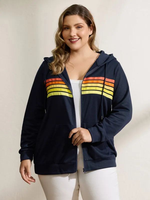 Color Contrast Stripes Zipper Jacket sold by Bloomchic