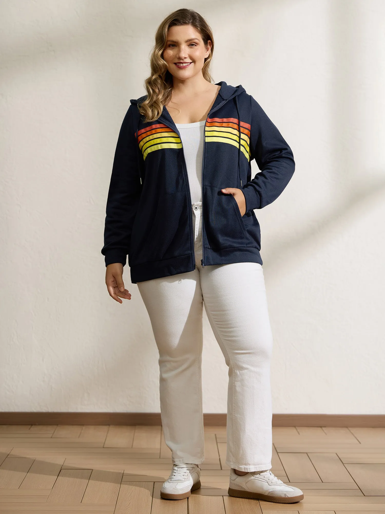 Color Contrast Stripes Zipper Jacket sold by Bloomchic product image thumbnail 3
