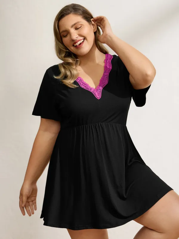 Lace High-Waist Flutter Sleeve Sleep Dress sold by Bloomchic