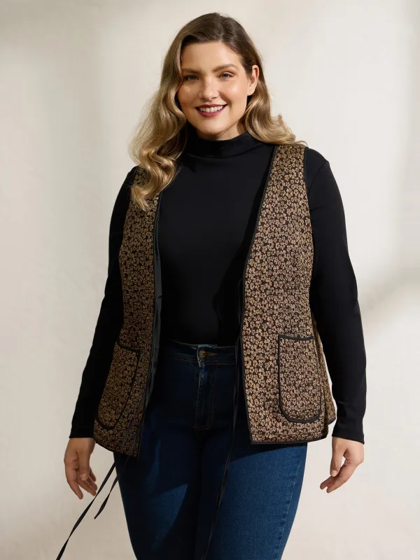 Floral Print Three Ties Quilted Vest sold by Bloomchic
