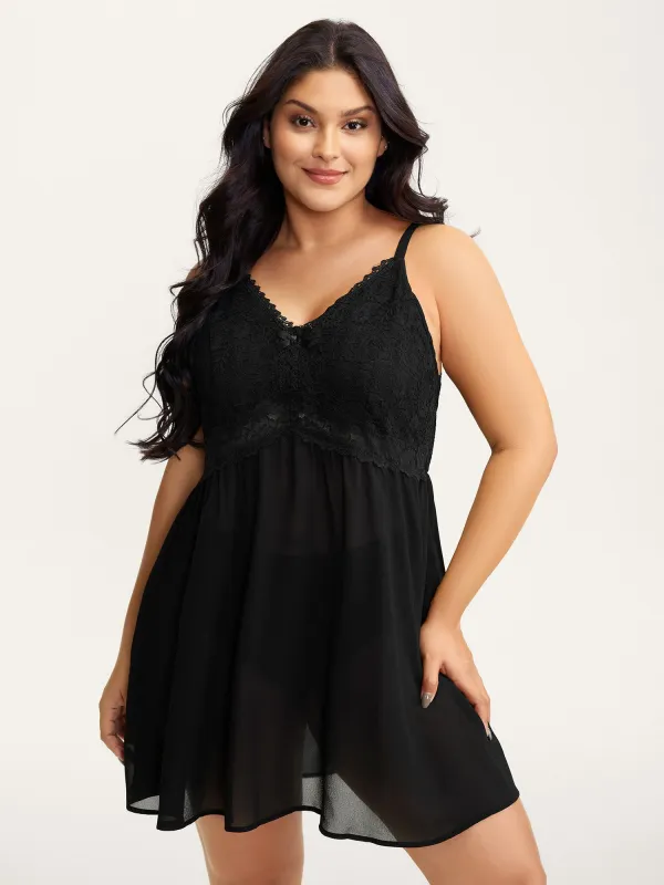 Lace Trim Waist Cut-Out Sleep Dress sold by Bloomchic