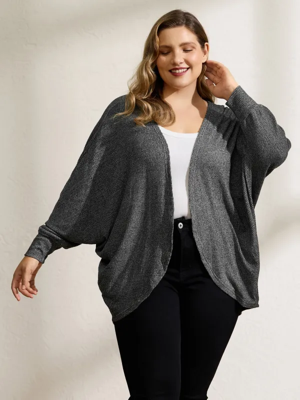 Stretchy Curvy Hem Open-Front Cardigan sold by Bloomchic