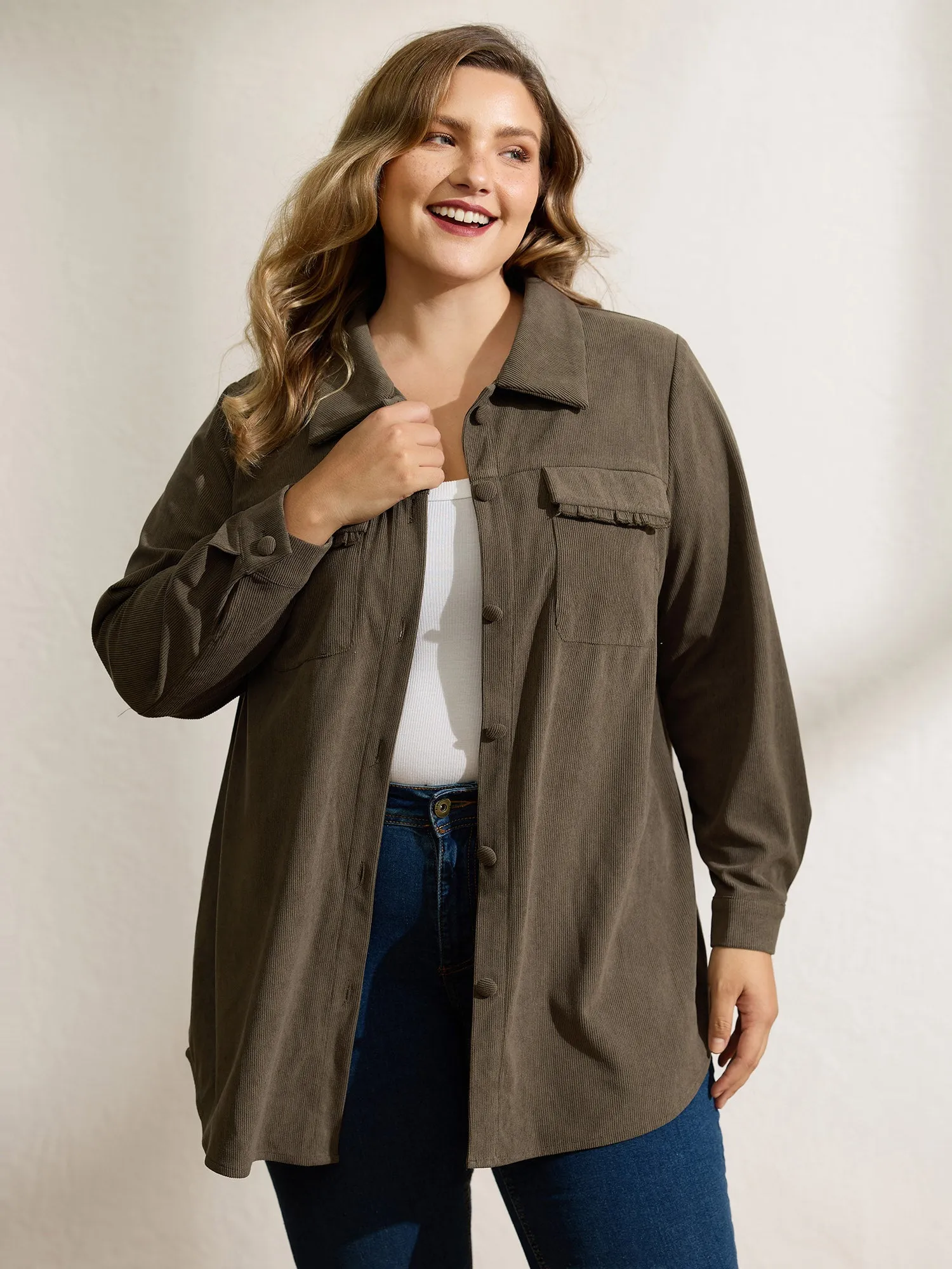 Textured Fringe Button Down Jacket sold by Bloomchic